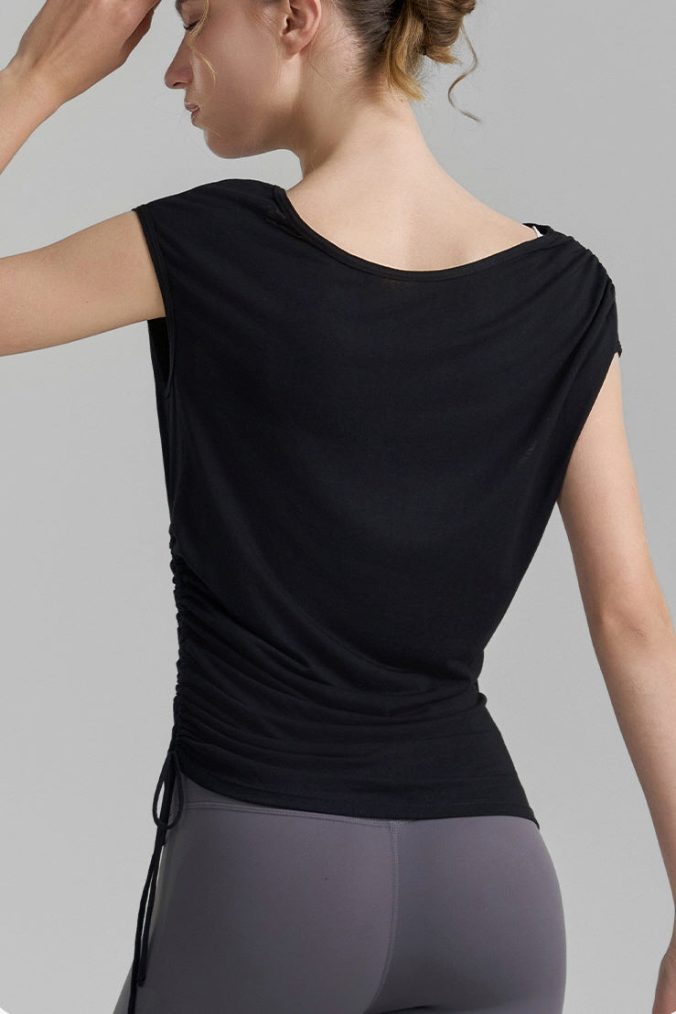 Double-Sided Shirring Cap Sleeve Top