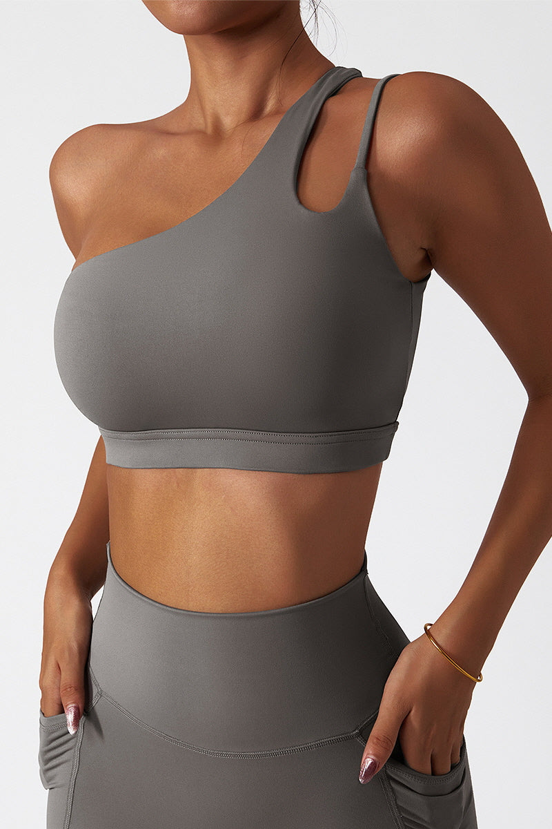 One-Shoulder Shockproof Yoga Bra