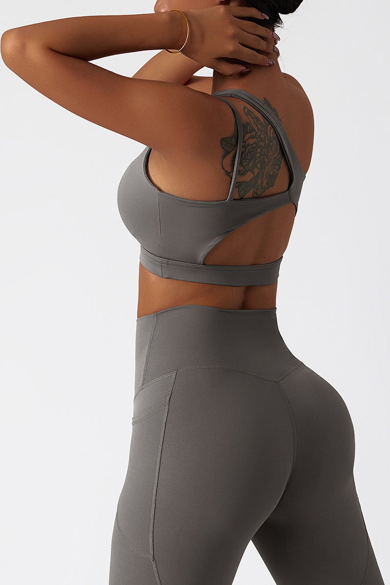 One-Shoulder Shockproof Yoga Bra