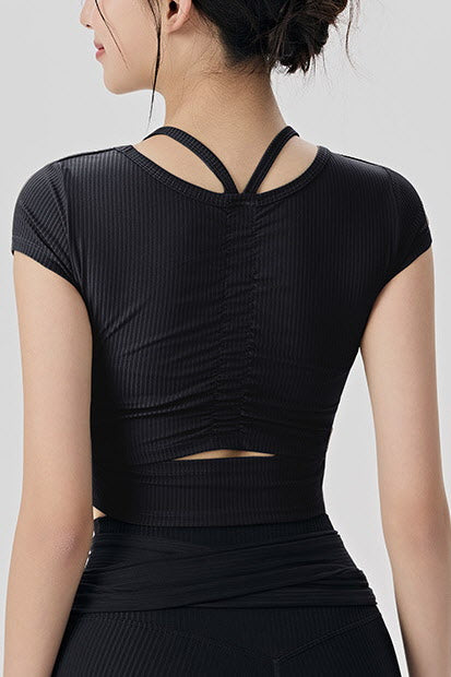 Shanti Keyhole-Back Ribbed Crop Top