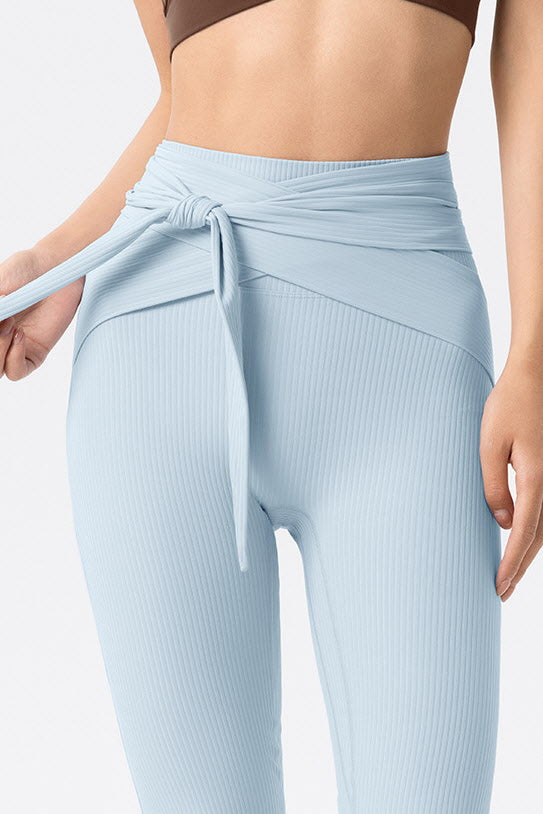 Shanti Tie-Waist Ribbed Flare Pants