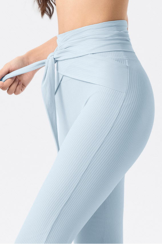 Shanti Tie-Waist Ribbed Flare Pants