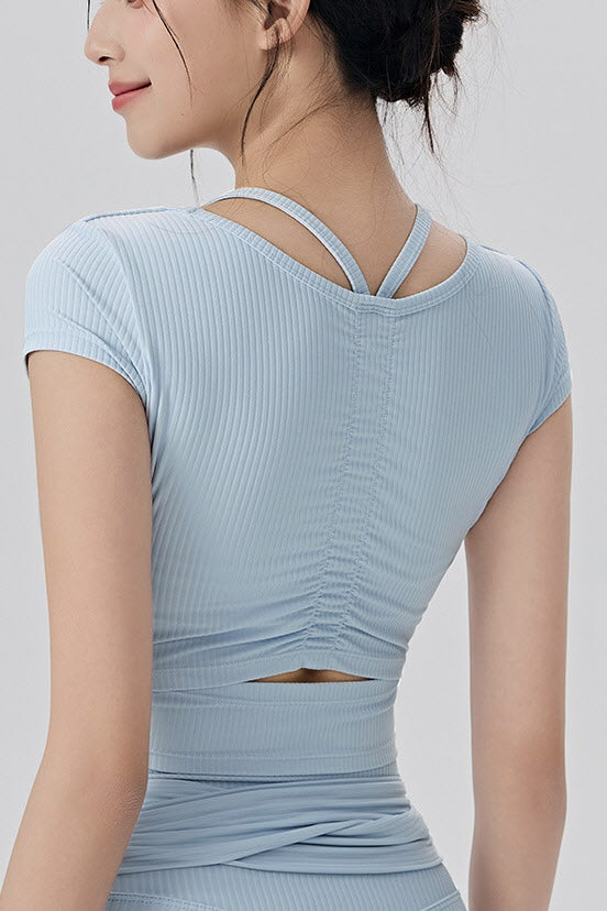 Shanti Keyhole-Back Ribbed Crop Top