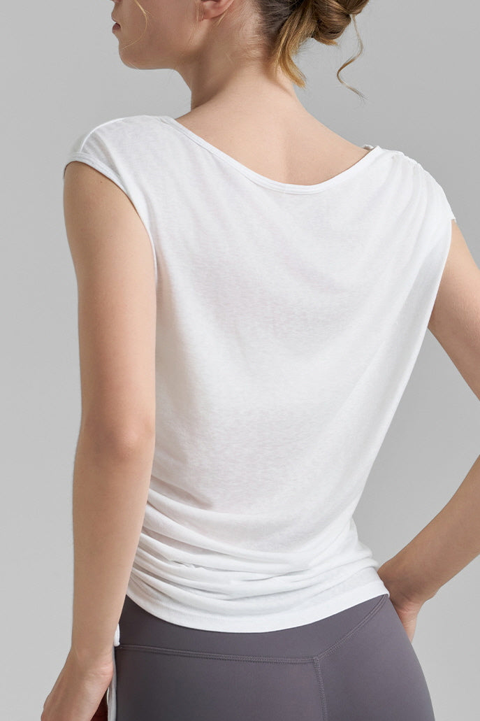 Double-Sided Shirring Cap Sleeve Top