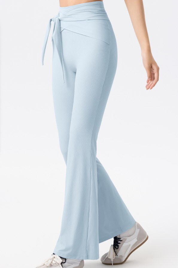Shanti Tie-Waist Ribbed Flare Pants