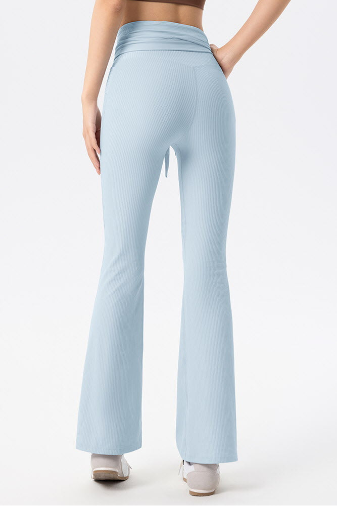 Shanti Tie-Waist Ribbed Flare Pants