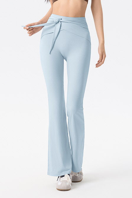 Shanti Tie-Waist Ribbed Flare Pants