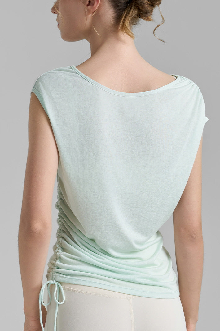 Double-Sided Shirring Cap Sleeve Top