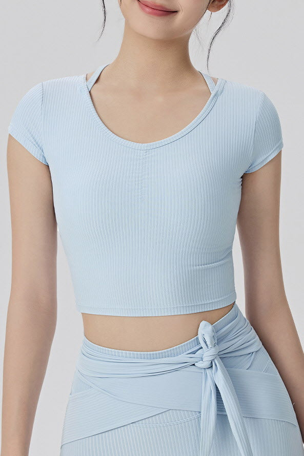 Shanti Keyhole-Back Ribbed Crop Top