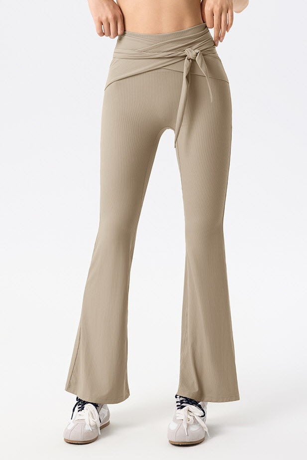 Shanti Tie-Waist Ribbed Flare Pants