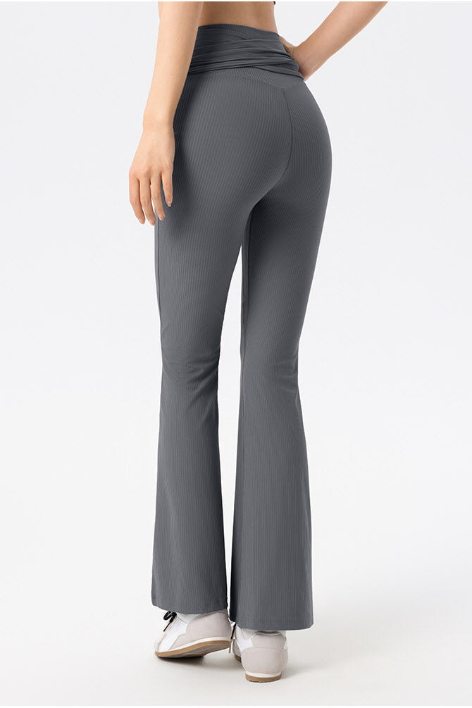 Shanti Tie-Waist Ribbed Flare Pants