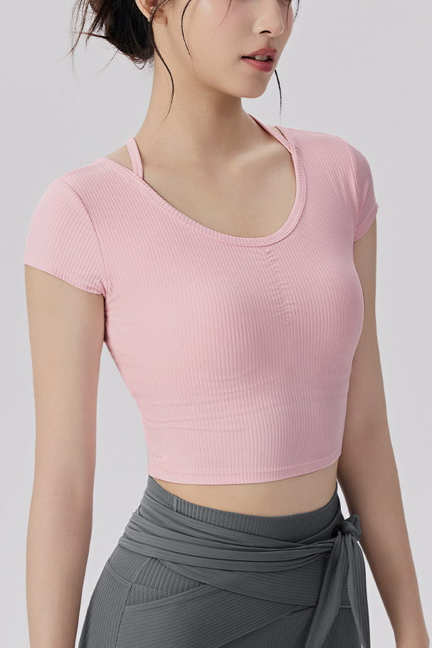 Shanti Keyhole-Back Ribbed Crop Top