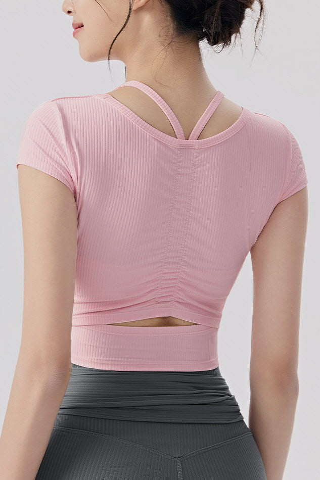 Shanti Keyhole-Back Ribbed Crop Top
