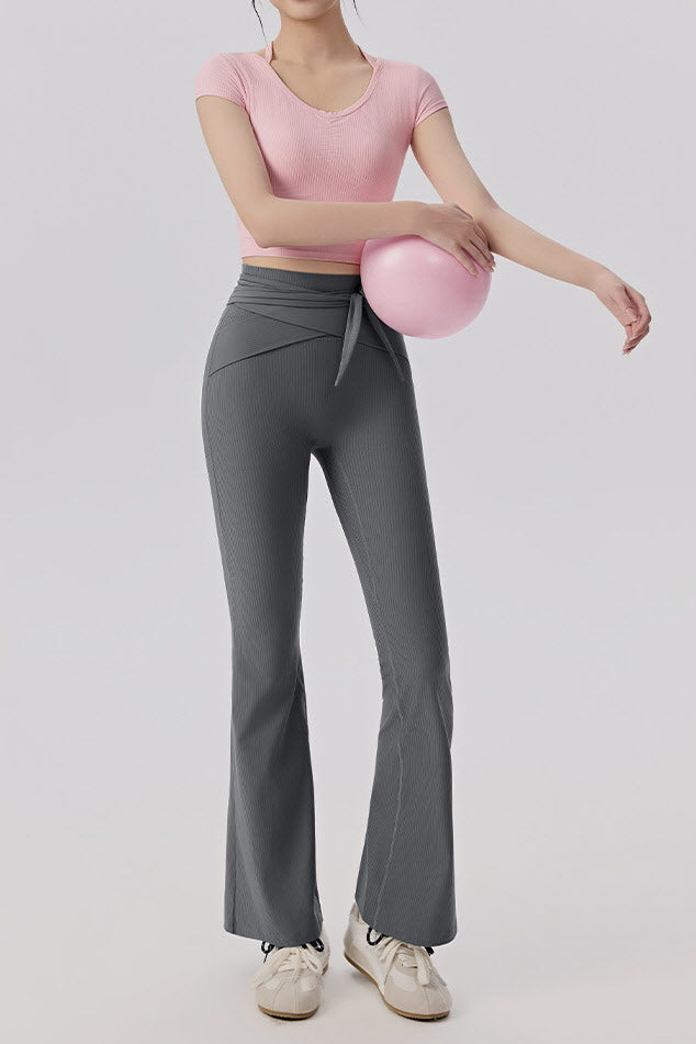 Shanti Keyhole-Back Ribbed Crop Top