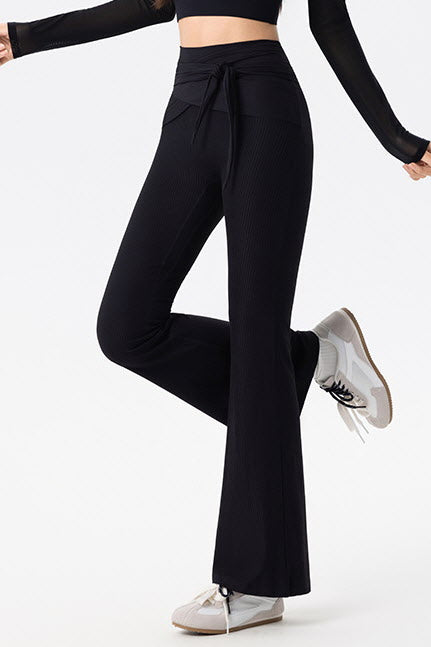 Shanti Tie-Waist Ribbed Flare Pants