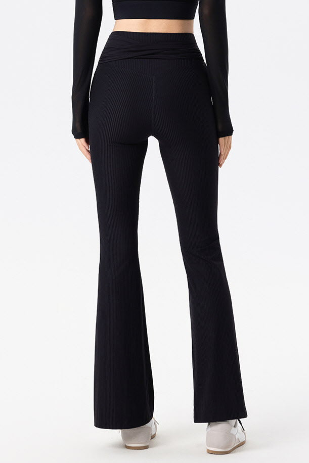 Shanti Tie-Waist Ribbed Flare Pants