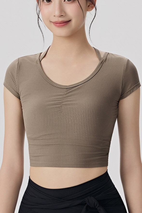 Shanti Keyhole-Back Ribbed Crop Top