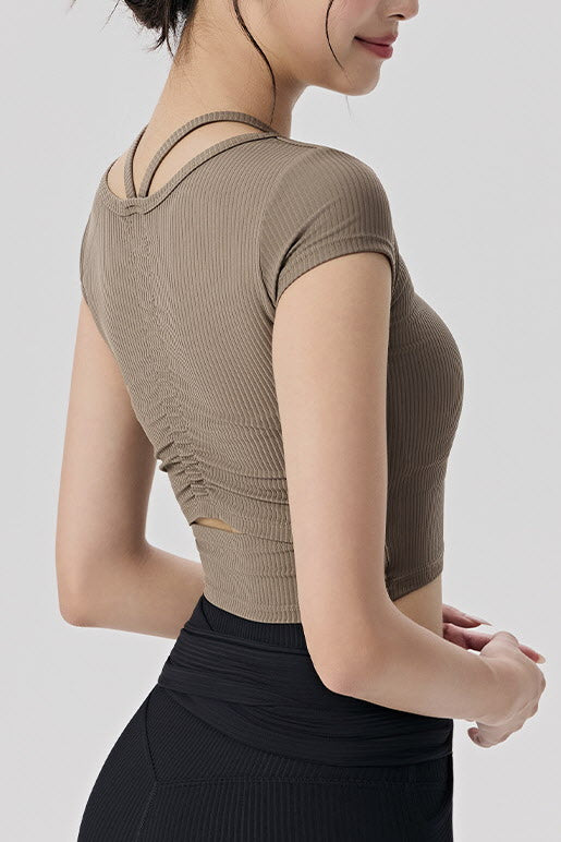Shanti Keyhole-Back Ribbed Crop Top