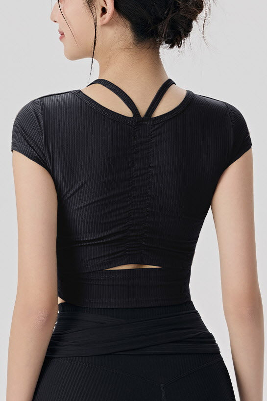 Shanti Keyhole-Back Ribbed Crop Top