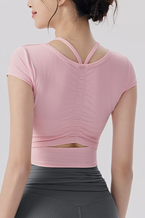 Shanti Keyhole-Back Ribbed Crop Top
