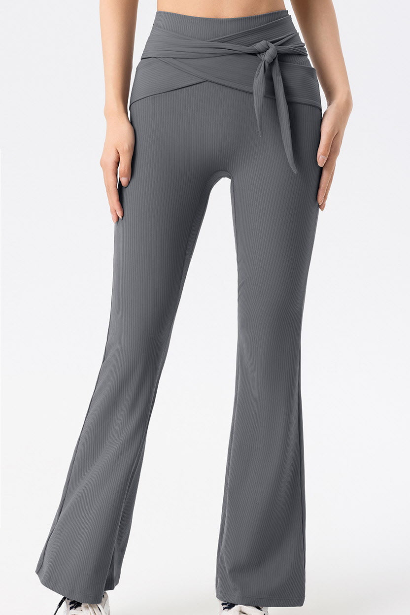 Shanti Tie-Waist Ribbed Flare Pants