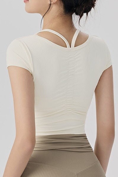 Shanti Keyhole-Back Ribbed Crop Top