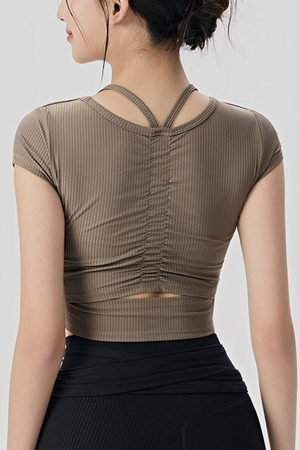 Shanti Keyhole-Back Ribbed Crop Top