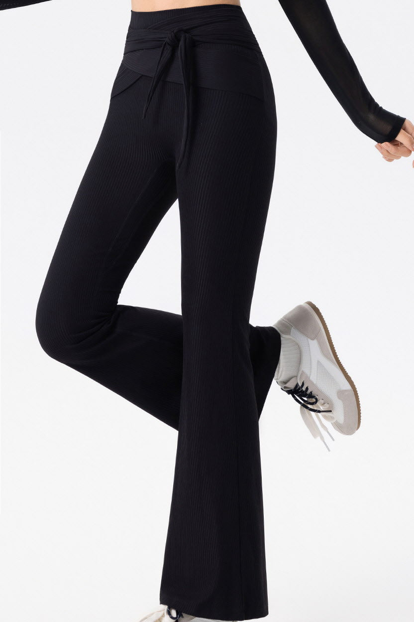 Shanti Tie-Waist Ribbed Flare Pants