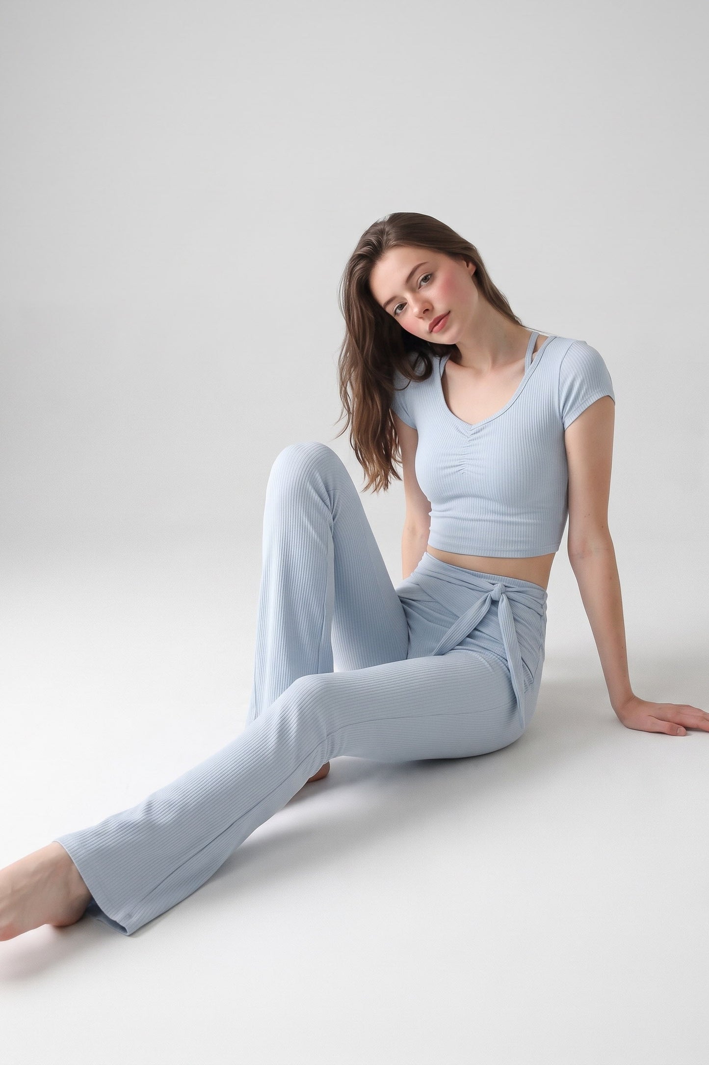 Shanti Keyhole-Back Ribbed Crop Top