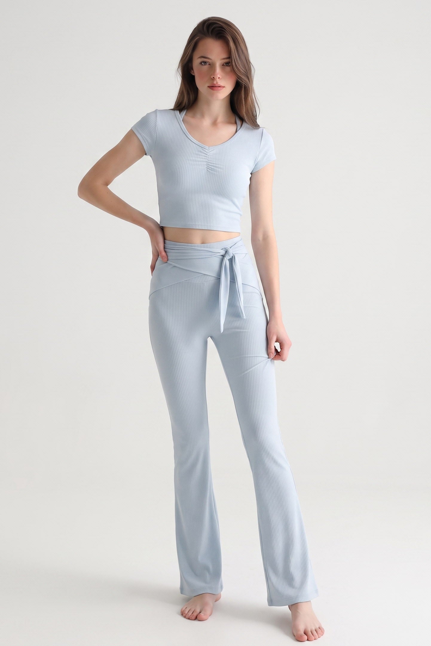 Shanti Keyhole-Back Ribbed Crop Top