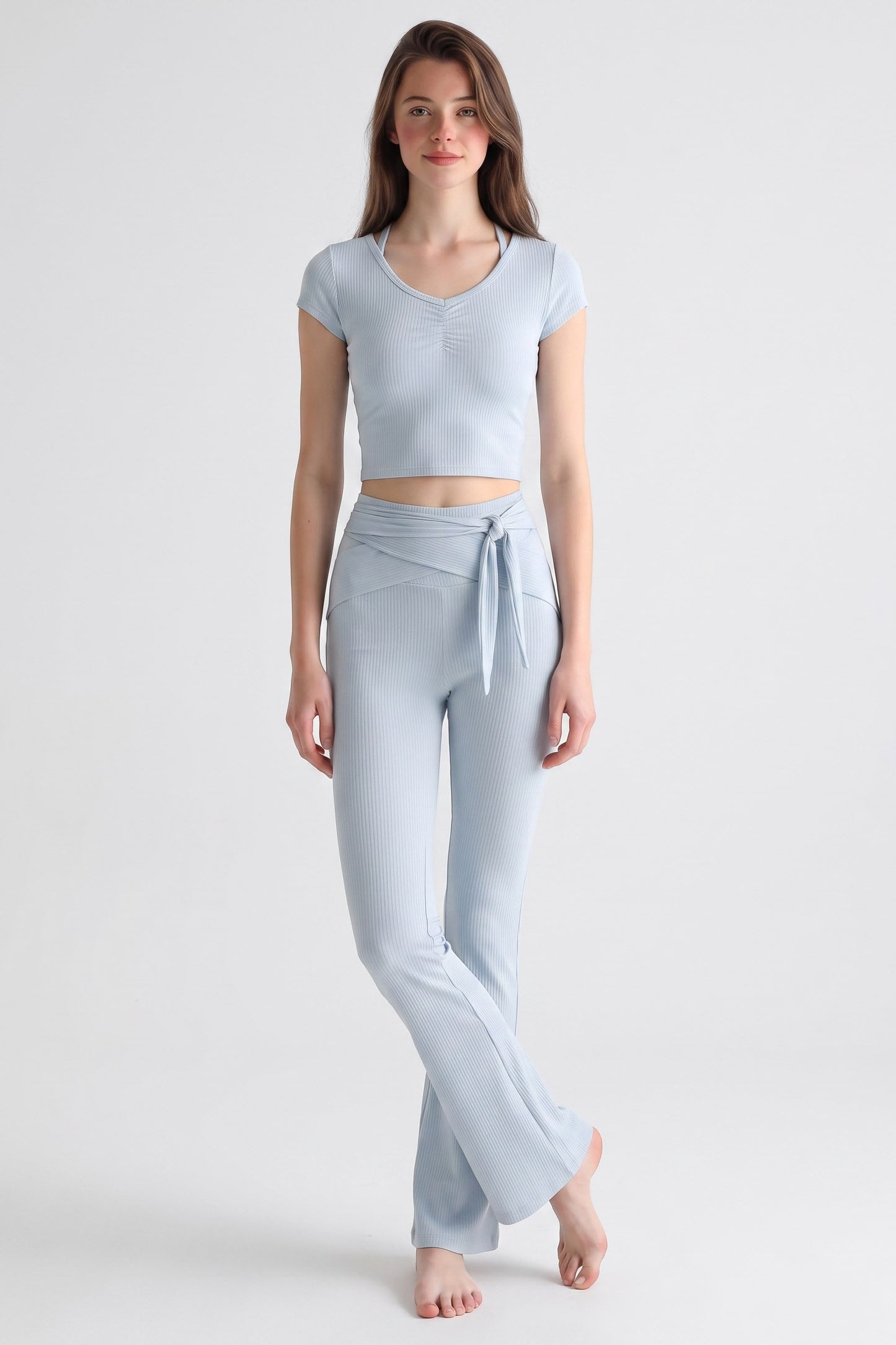 Shanti Keyhole-Back Ribbed Crop Top