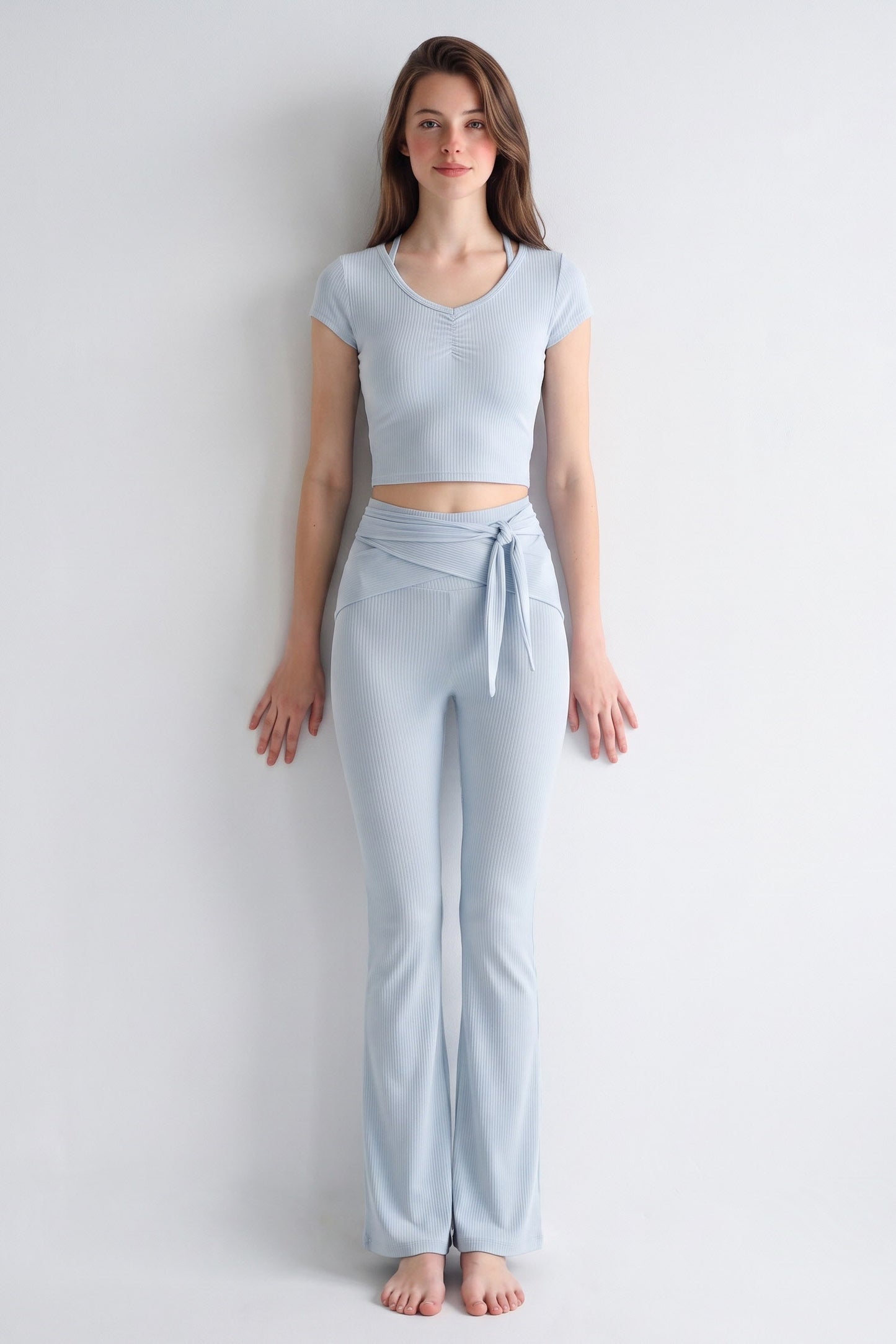 Shanti Keyhole-Back Ribbed Crop Top
